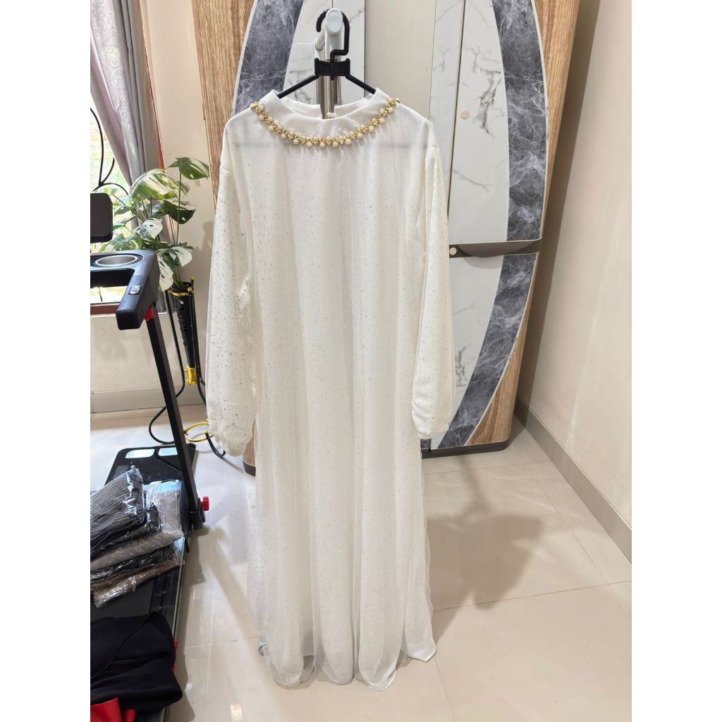 NEW DRESS GAMIS Pesta Putih Mewah