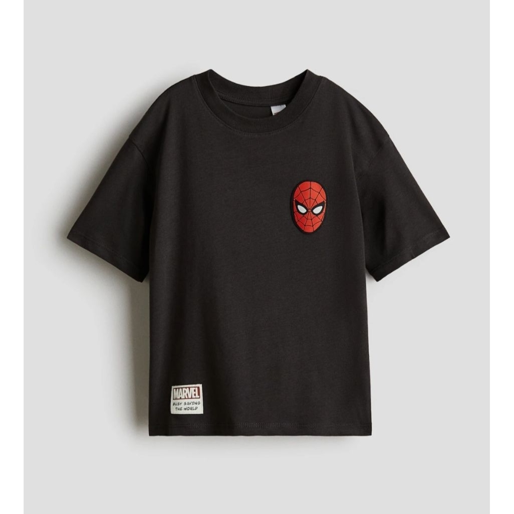 H&M Kids Original Oversize Printed Tee Dark Grey/Spiderman