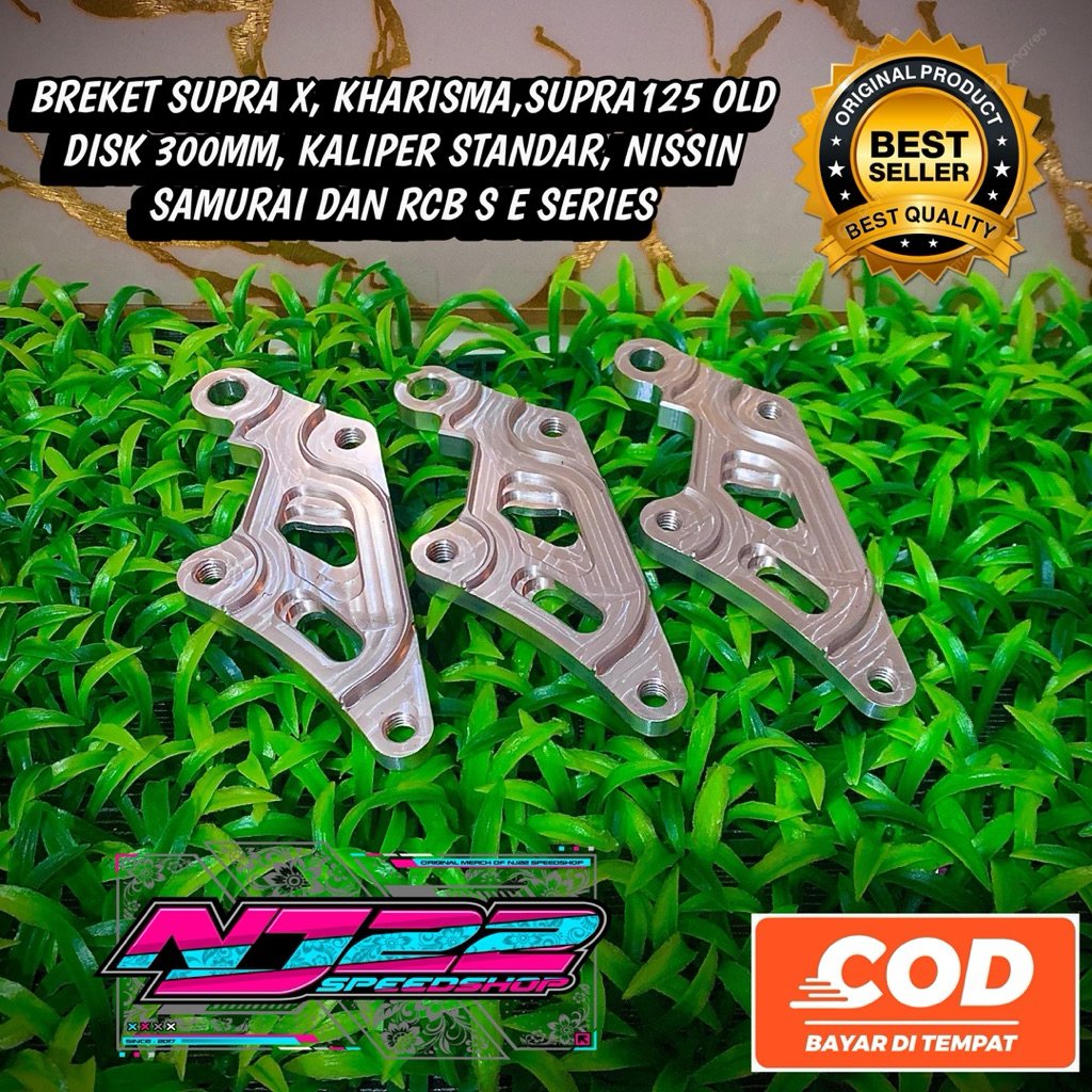 breket kaliper depan supra x, kharisma, supra125 old disk 300mm, 260mm (free stiker)