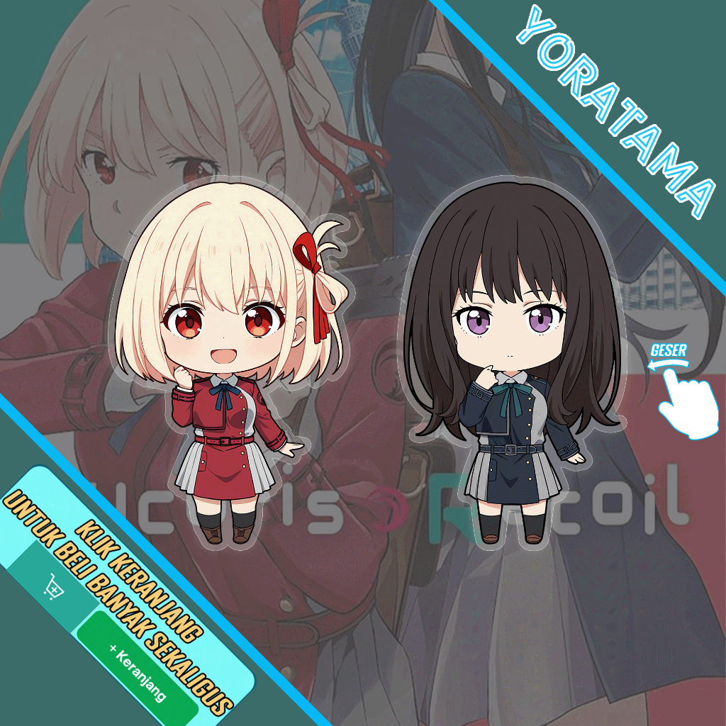 Gantungan Kunci Lycoris Recoil Chisato Takina, Keychain Anime Lucu