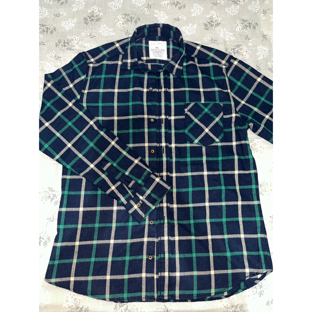 Kemeja Flanel Vintage Pria Wanita Navy Preloved