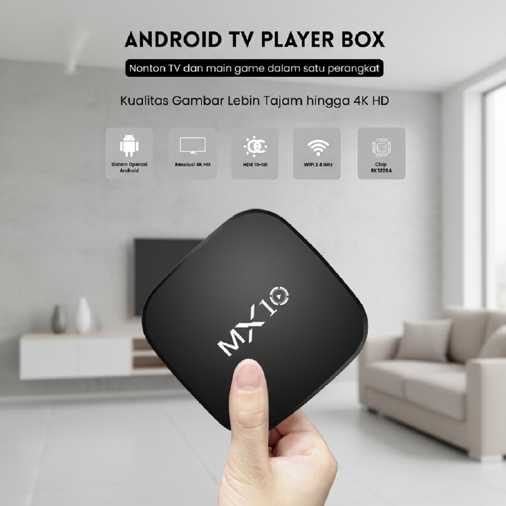 MX10 Android TV Box 4K HDR – TV & Game Player All-in-One | Bisa Game & Streaming | HDMI + AV |Ubah  