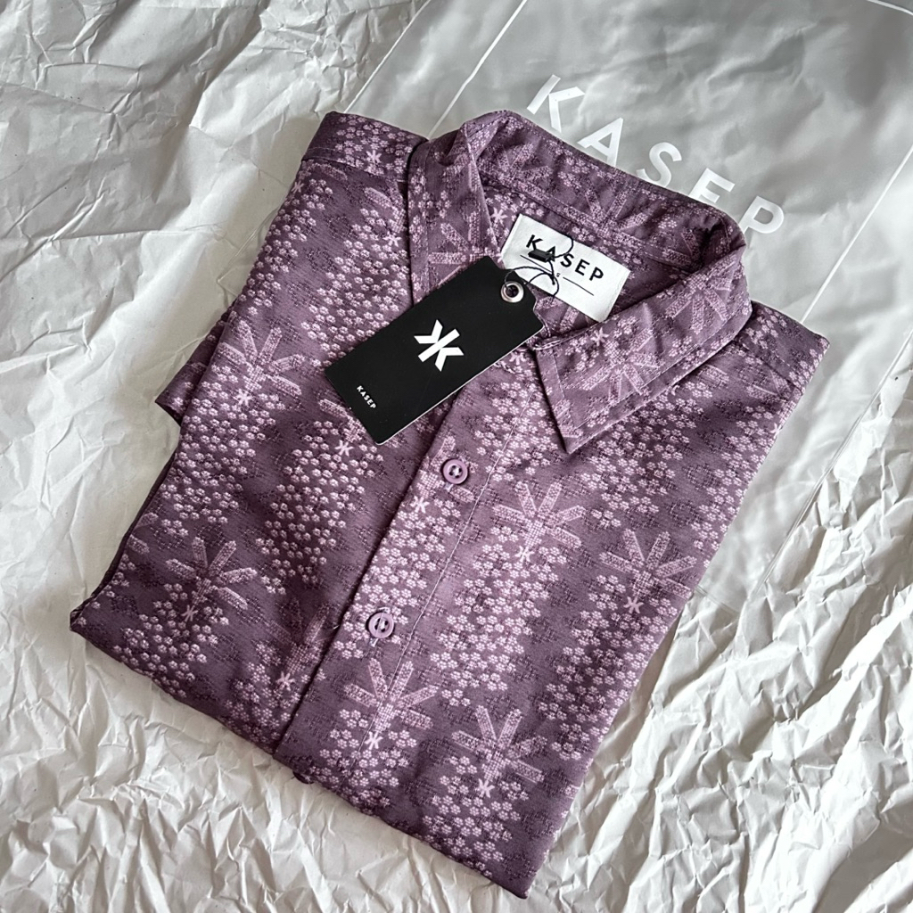 Preloved Like New Kasep Geulis Purple Shirt Koko Baju Lebaran