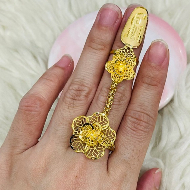 cincin kuku bunga kerawang viral emas asli kadar 700