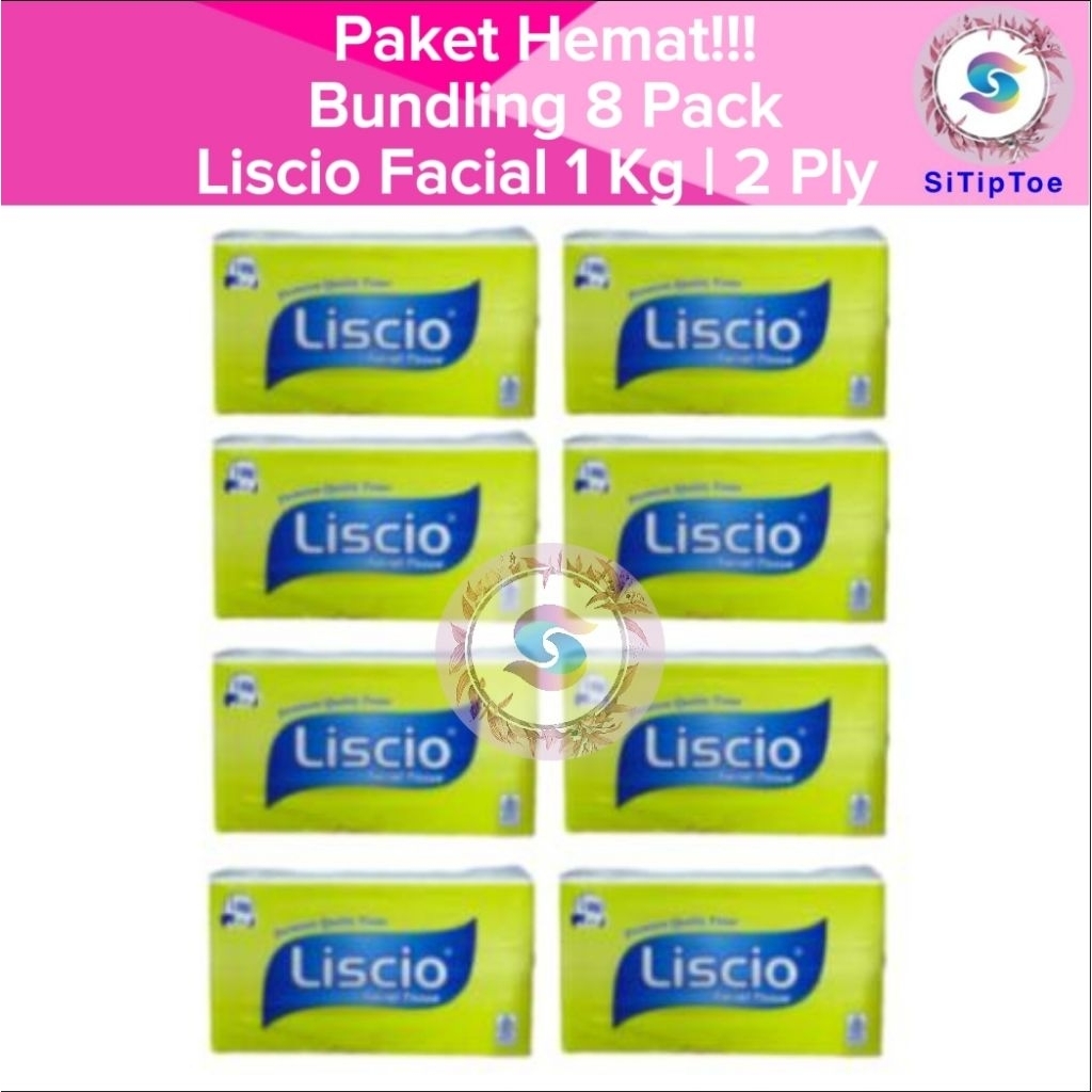 [Promo Bundling 8 Pack] Tisu LISCIO Facial Tissue 1000 Gram 2 Ply Tisu Wajah 1 Kg 2 Ply Murah Grosir