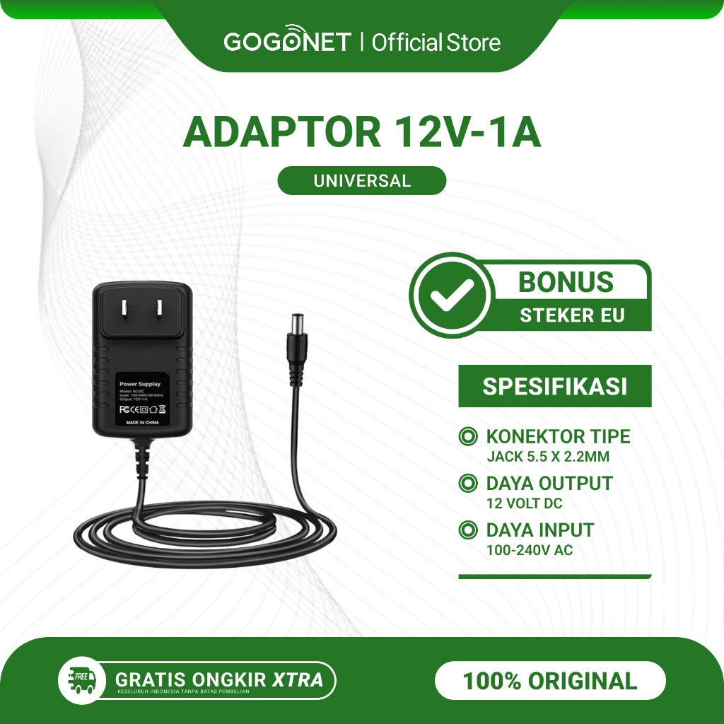 Adaptor 12V-1Amp Universal Bisa Untuk Modem Router STB CCTV DVR HTB Bekas Original