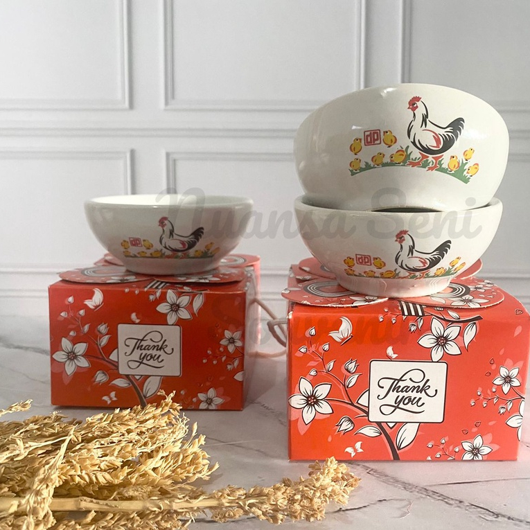 Souvenir Mangkok Ayam Betina Mangkuk Sambal Keramik Kecil Motif Ayam Mangkok 3.5 Porselen