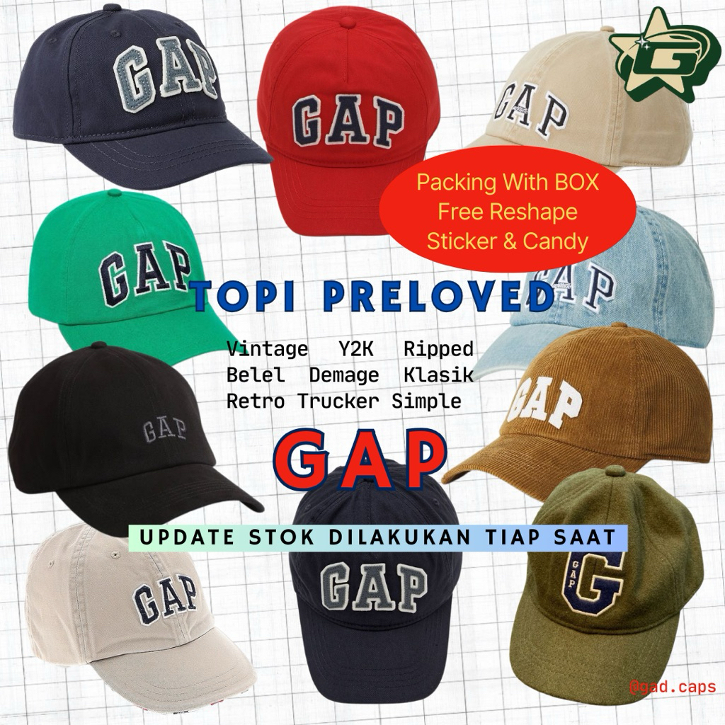 Koleksi Topi GAP, GAP Caps, GAP Preloved Original, GAP, GAP Tebal, GAP Simple Caps