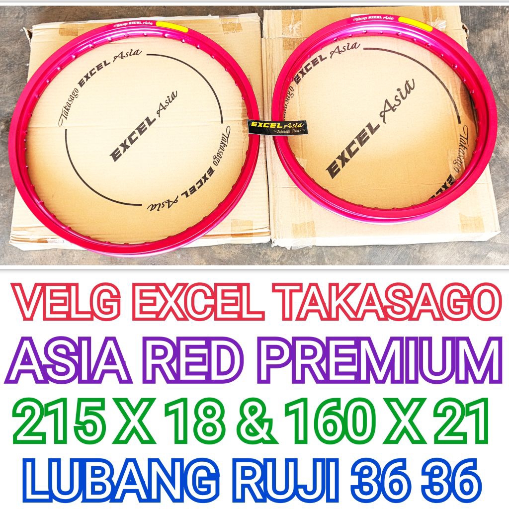 Velg TRAIL EXCEL TAKASAGO ASIA RED Ring 18 21  Hole 36