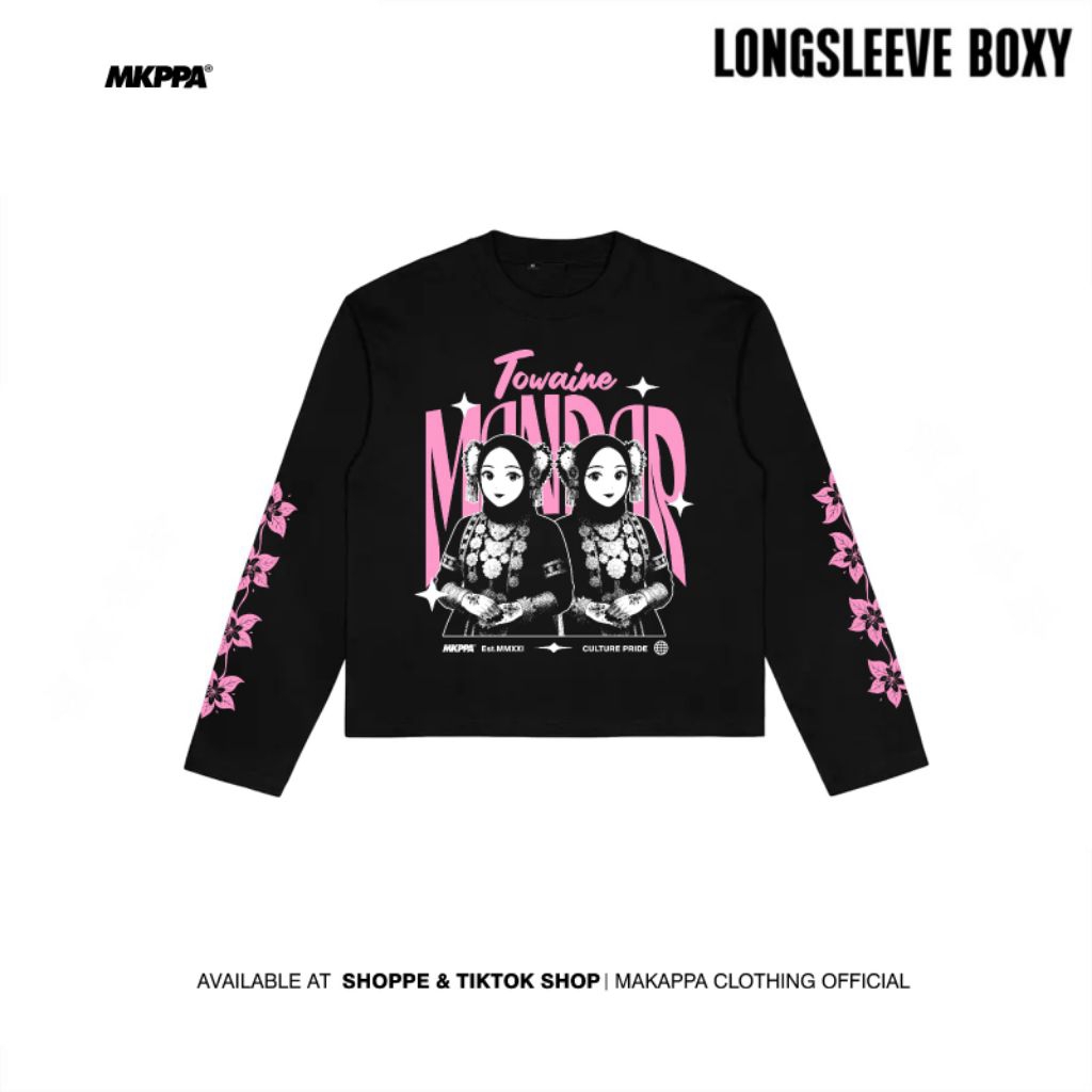 Kaos TOWAINE MANDAR Longsleeve Boxy|Kaos Brand Lokal Original|Kaos Distro|Kaos Pakaian Pria dan Wani