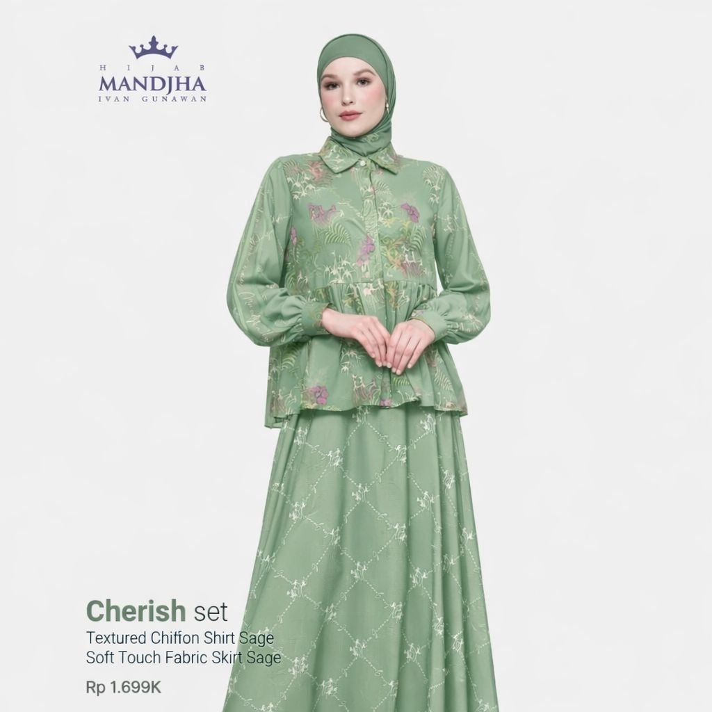 CUCI GUDANG 50% BAJU MANDJHA IVAN GUNAWAN CHERISH SET SAGE