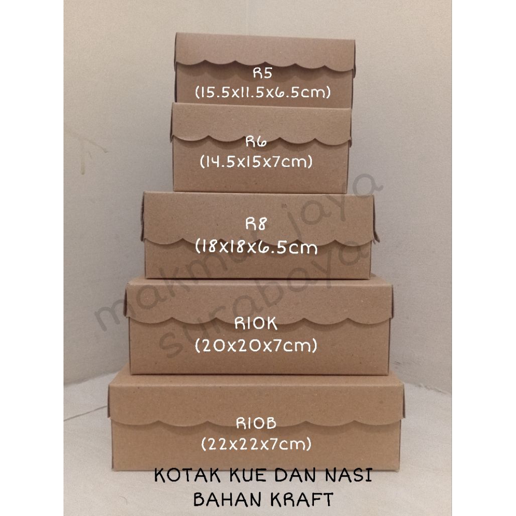 DUS NASI DAN KUE KRAFT R5 R6 R8 R10K R10/KOTAK NASI BAHAN KRAFT/KOTAK KUE BAHAN KRAFT/SNACK BOX/DOS 