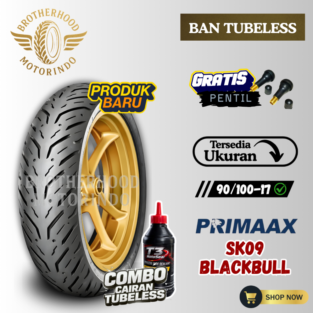 BAN PRIMAAX SK09 RING 17 ( 80/100-17 ) PRIMAAX TUBELESS  / MATIC RING 17 / BAN DONAT / BAN RING 17 /