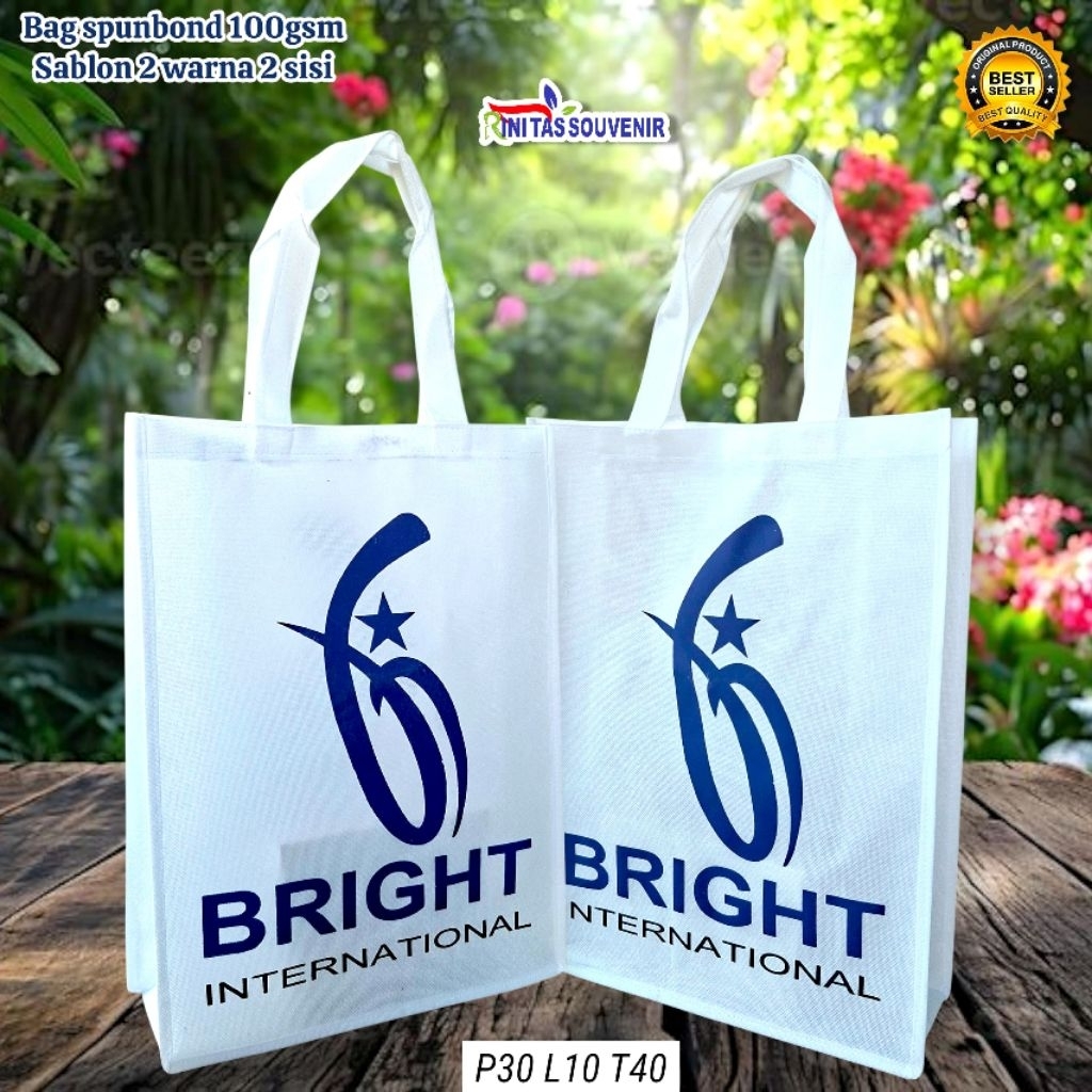 TAS SPUNBOND 100gsm SABLON 2 WARNA 2 SISI UKURAN P30 L10 T40