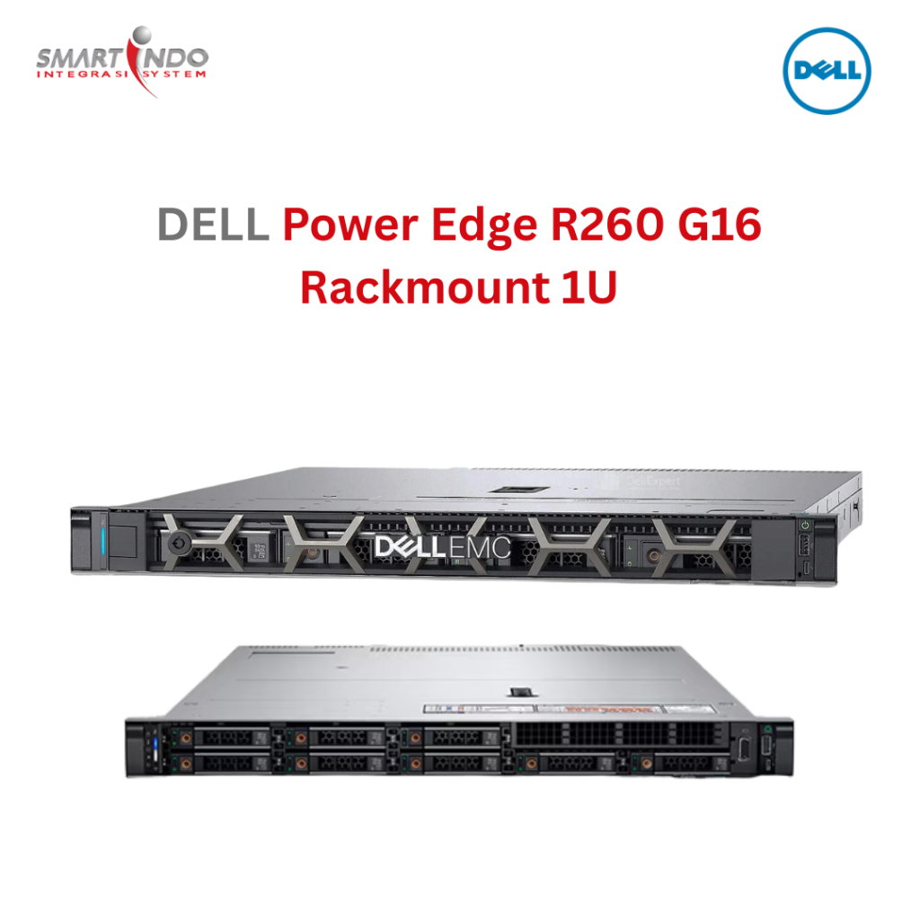 Dell Power Edge R260 G16 Rackmount 1U SIngle Socket, H755, Idrac basic, Single PSU,DVD ROM External,