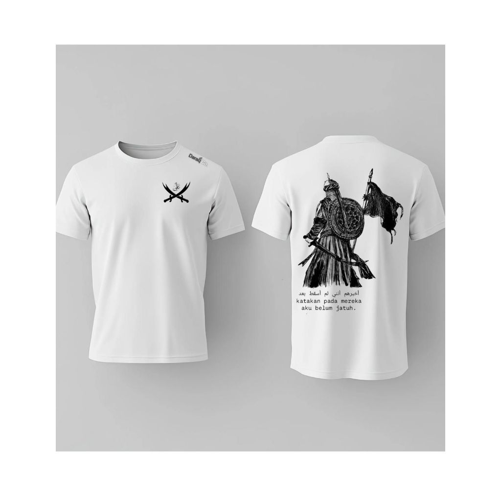 DARAQ Kaos Ksatria Muslim Warrior - Baju Distro Kaligrafi Katun Knitto Premium