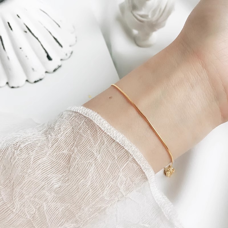 Tangan Wanita Gelang Kecil Tipis Mirip Gelang Emas Asli - Gelang Cewek Estetik Anti Karat  S150