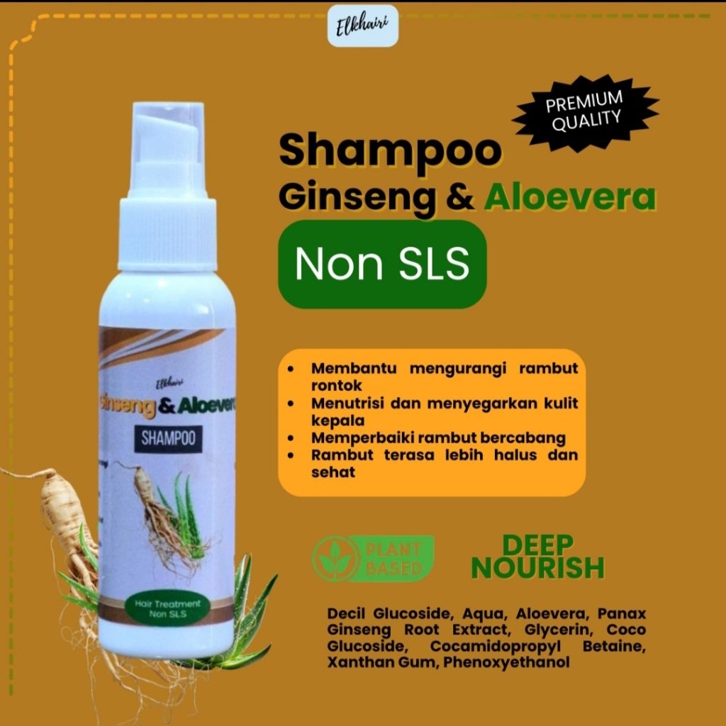 Shampoo Ginseng Aloevera NON SLS 100ml / Shampoo NON SLS / Shampoo kulit sensitif /Shampoo NON SLS T