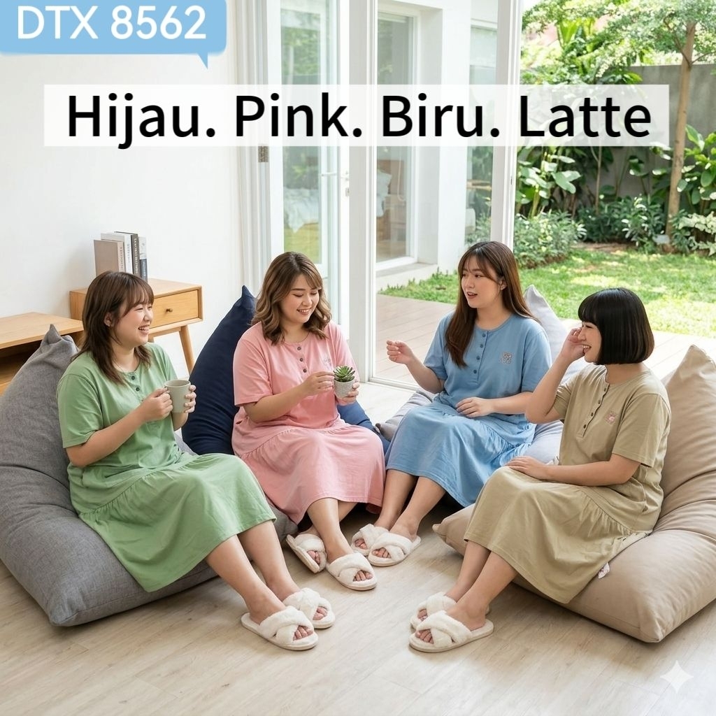 Daster AMRO 8562 Dress XXL JUMBO DTX Label Putih Kancing Aktif