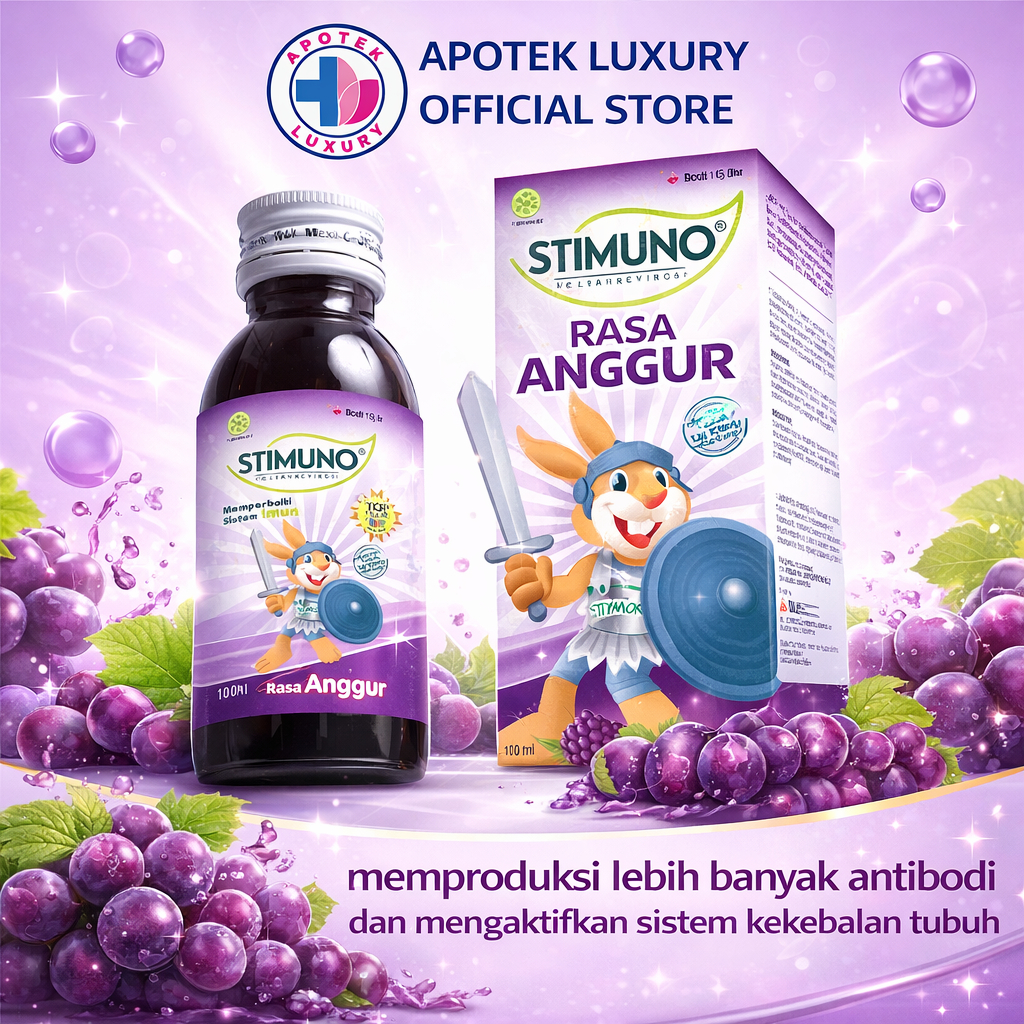 Stimuno Sirup Vitamin Anak Rasa Anggur 100 ml - memproduksi lebih banyak antibodi dan mengaktifkan s
