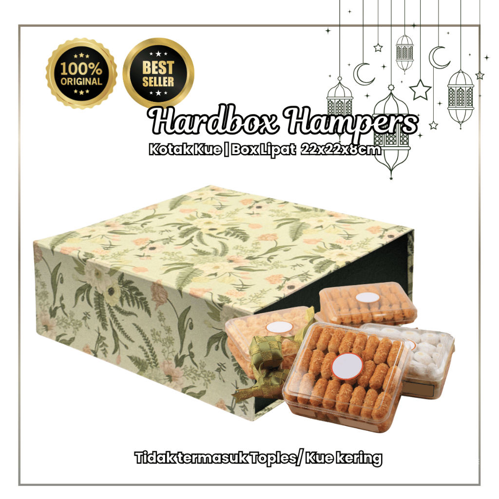 Hard Box Lipat 22x22x8cm | Hardbox Cake Hamper | Kotak Kue | Idul Fitri | Imlek | Natal