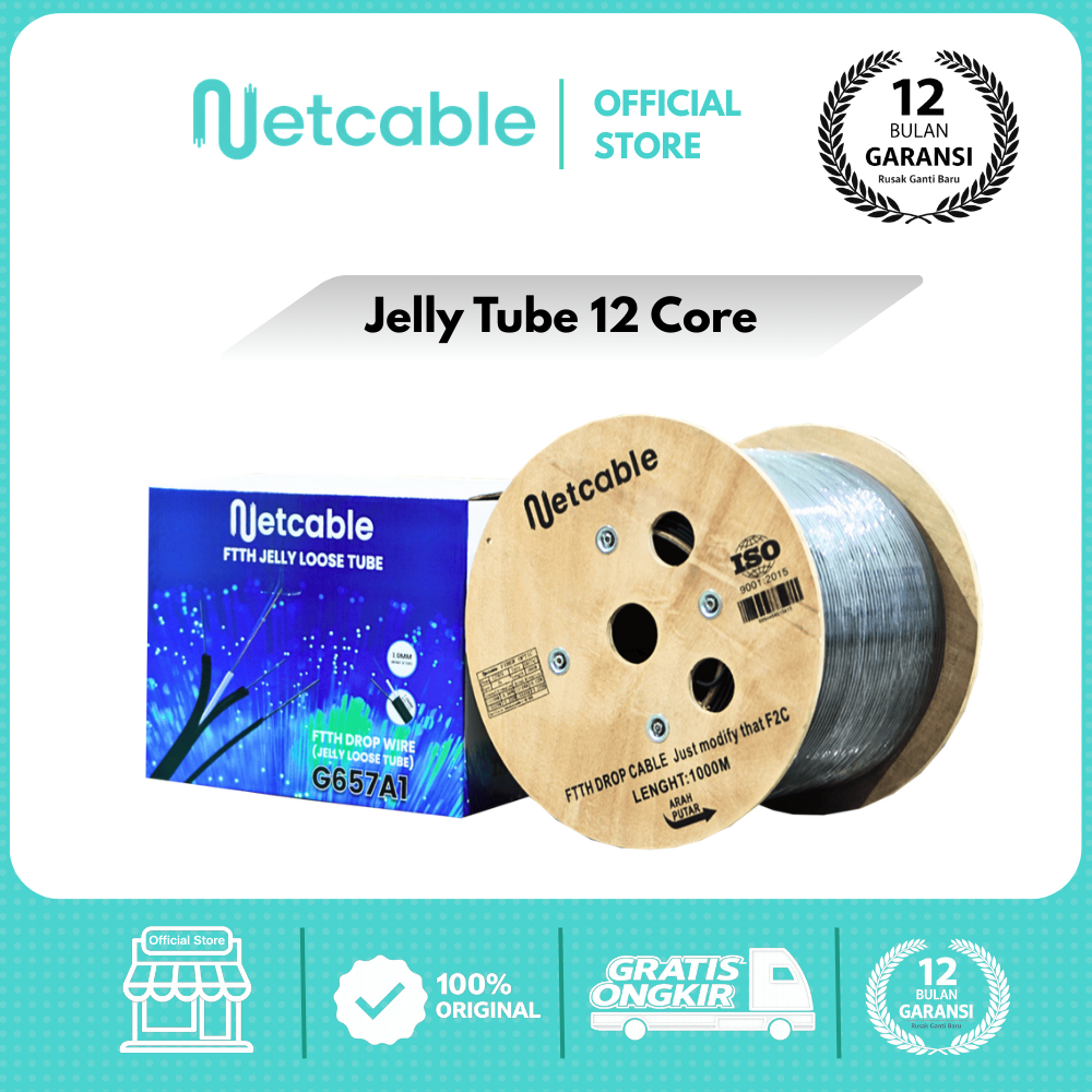 NETCABLE Kabel Fiber Optik Jelly Tube 12 Core 8 Core 6 Core 4 Core 2 Core 3 Seling 1KM