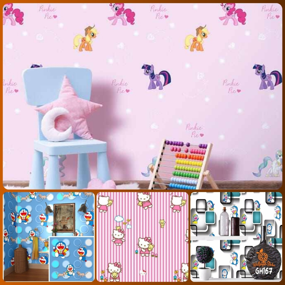 Wallpaper Dinding Kamar Tidur Motif Karakter Doraemon Walpaper Dinding Wallstiker PVC Anti Air