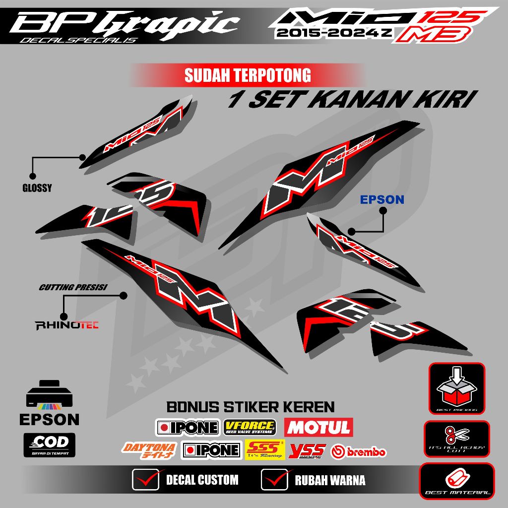 [MOO 002] Striping Mio M3 125 Vinyl Premium Berkualitas Cutting Rapi