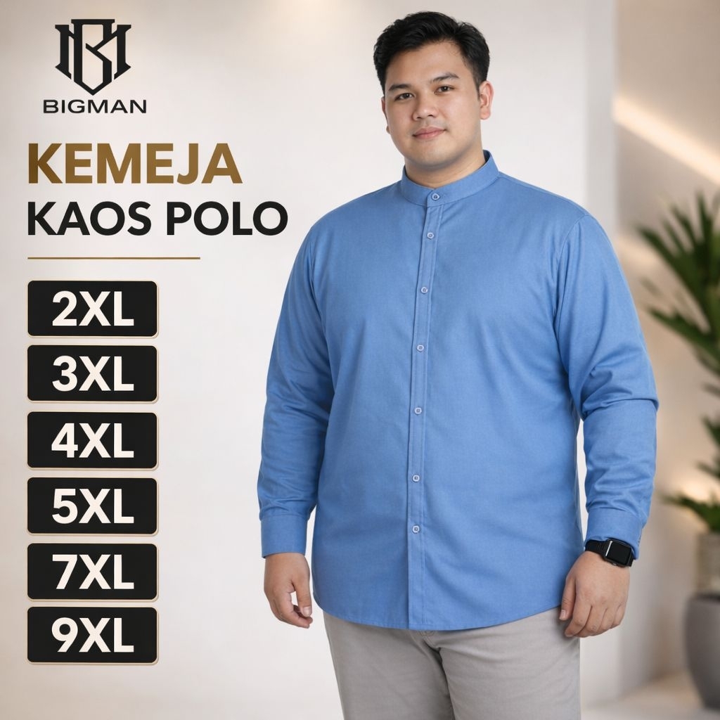 Kemeja Polo Jumbo Pria Lengan Panjang Polo Laqos Pique Premium