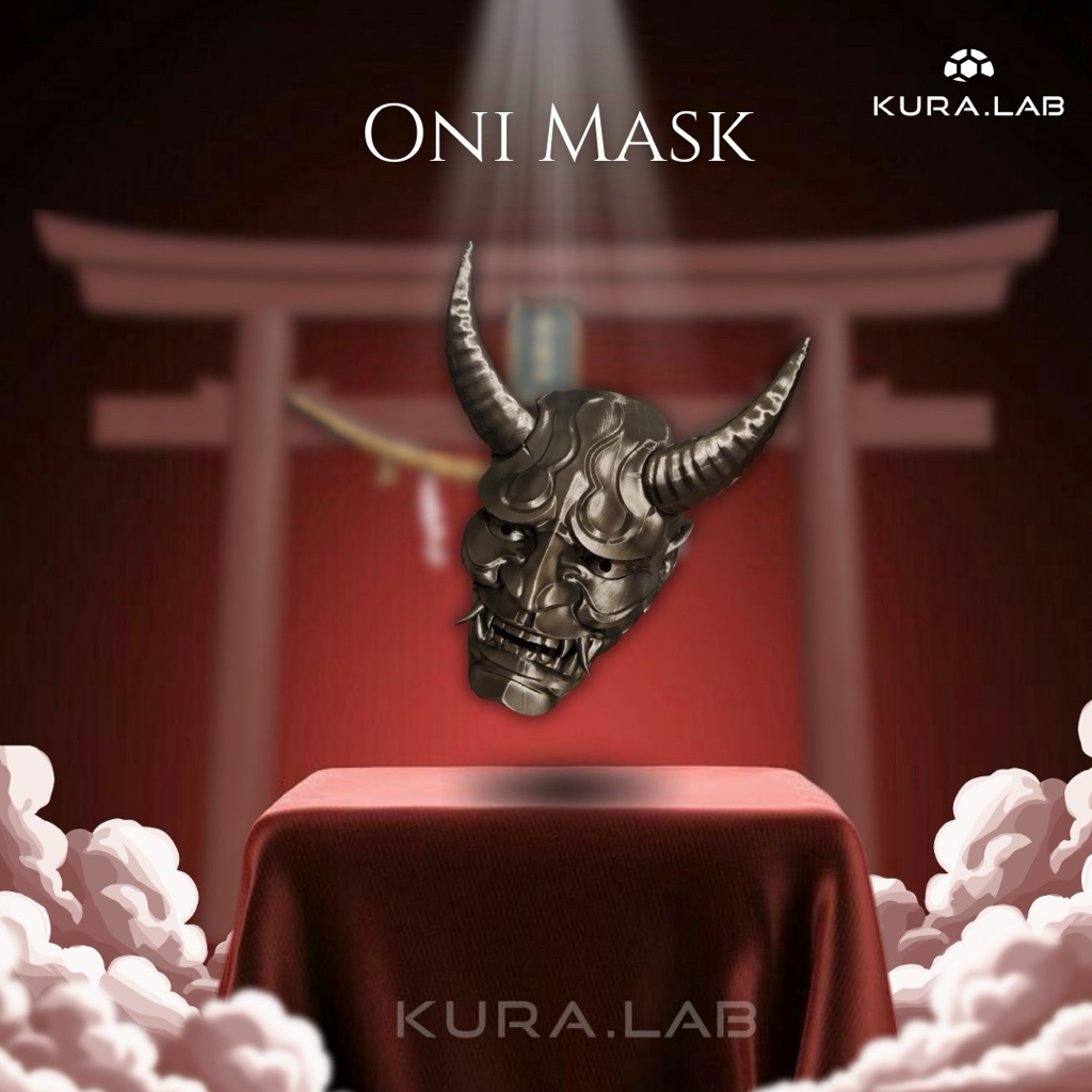 Oni Mask Japanese Style KURA.LAB | Topeng Oni Jepang | Dekorasi Mask Samurai Jepang