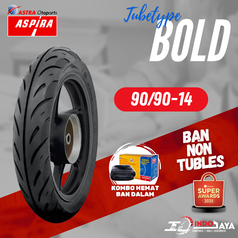 [BAYAR DI TEMPAT] BAN ASPIRA TUBETYPE BOLD RING 14 (90/90-14) / BAN LUAR ASPIRA RING 14 (90-90-14) B