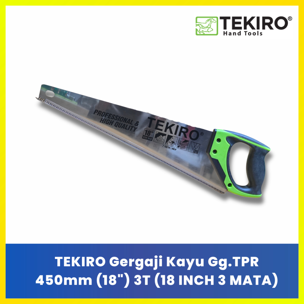 TEKIRO Gergaji Kayu Manual 18 Inch 3T - Gergaji Kayu Gagang TPR Tekiro Original