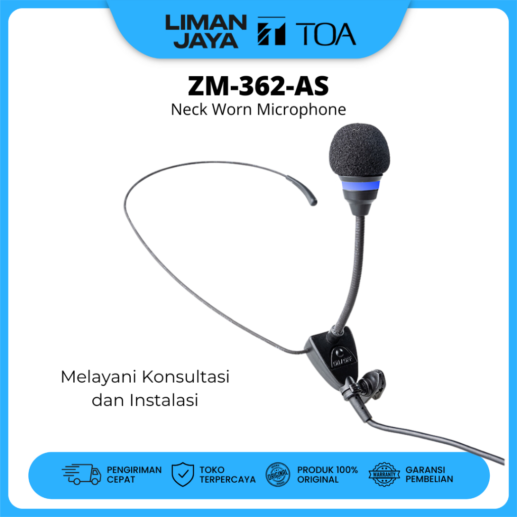 TOA ZM-362-AS ZM362 AS ZM362AS Mic Neckworn Microphone Imam Leher Bando Headset Headworn Masjid Mush