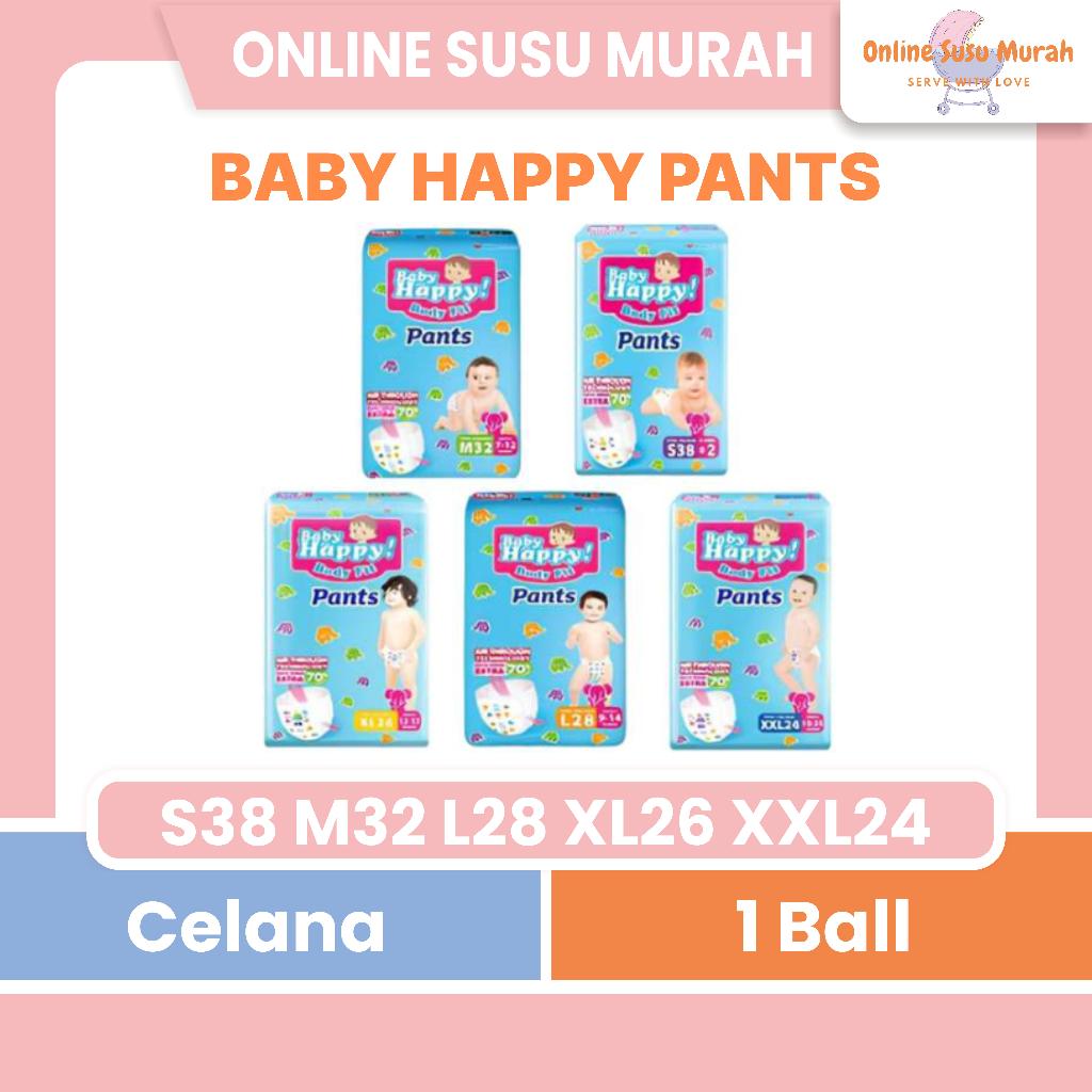 BABY HAPPY PANTS M32 L28 XL26 XXL24 S38+2 POPOK CELANA M 32 L 28 XL 26 XXL 24 S 38+2 PPKS