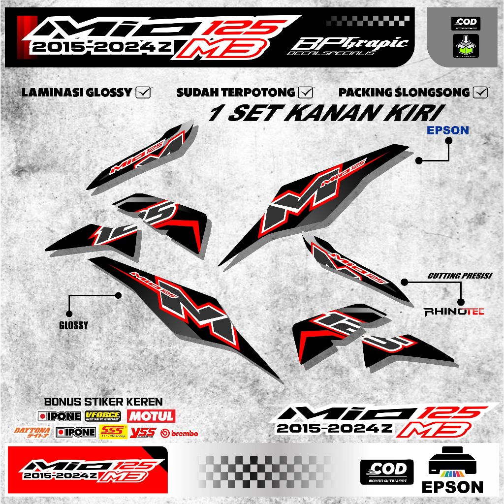[MOO 002] Striping Motor Mio 125 M3 Vinyl Berkualitas Warna Banyak