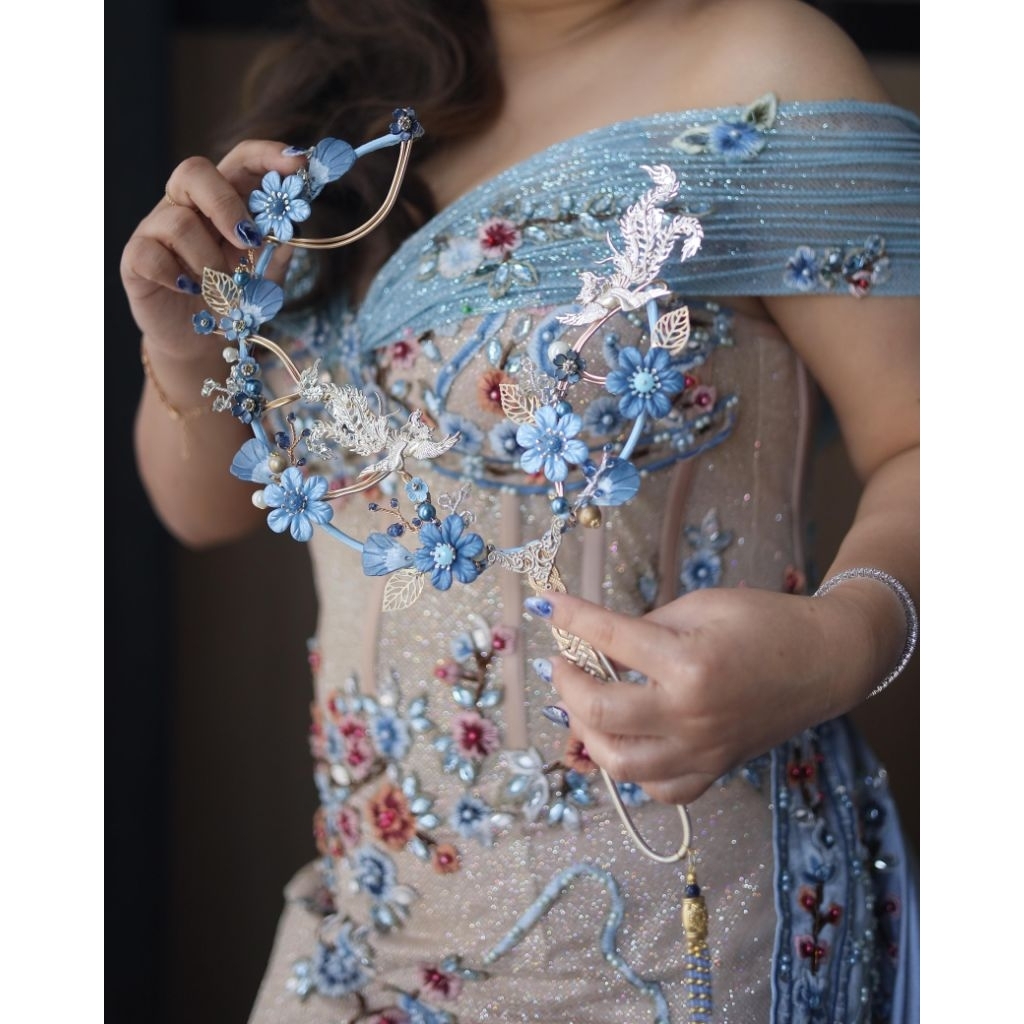Set Kipas Sangjit Fan Tusuk Konde Hairpiece Haircomb Engagement Sangjit Lamaran