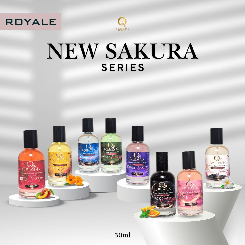QBLACK Sakura Series Parfum Sakura Tahan Lama 24 Jam | Pink Black White Blue Sakura Ukuran Travel Si