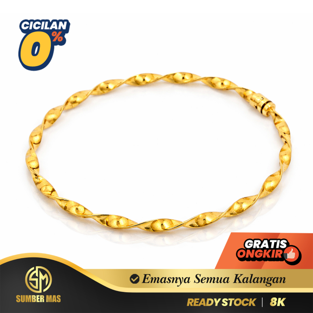 GELANG KOLONG EMAS TWISTER FASHION 8K - SUMBER MAS