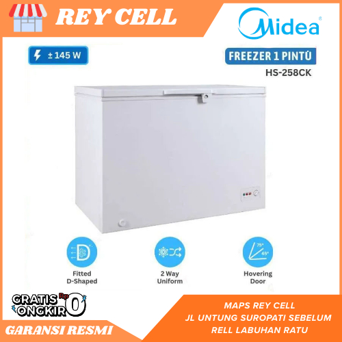 FREZER MIDEA 200LITER Chest Freezer Midea Hs-258cnk 200 liter alumunium Garansi resmi