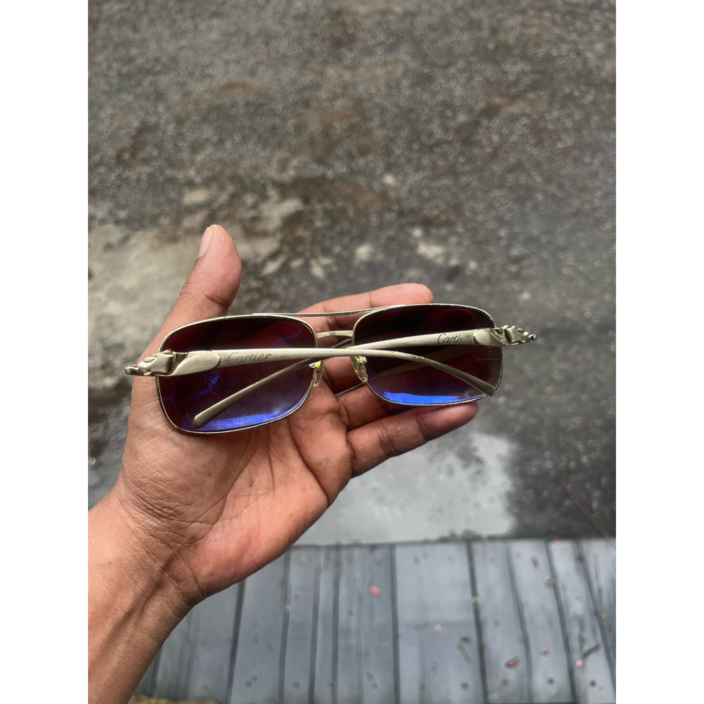 Kacamata Vintage Cartier Panthere Original Second - Cartier Paris 135 Blue Tint Sunglasses - Prelove