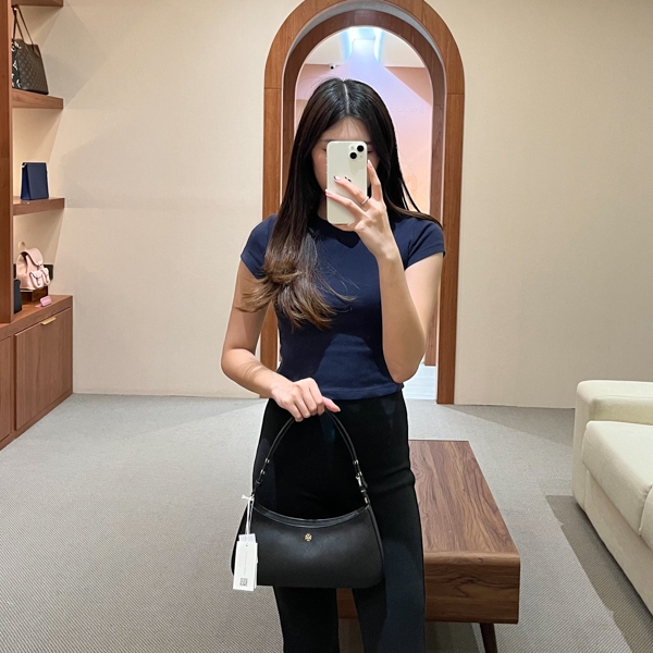 Tas TB EMERSON SAFFIANO GHW BLACK HOBO BAG 100% ORIGINAL