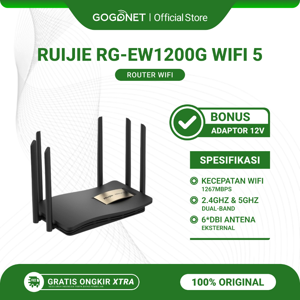 Ruijie RG-EW1200G Wireless Router WiFi 5 Dual-Band 2.4GHz & 5GHz Bekas Original Bonus Adaptor