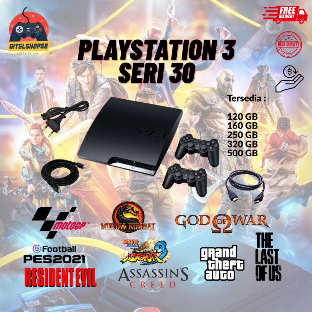 PS3 Slim Seri 3000 120GB 160GB 250 GB 320 GB 500 GB - Playstation 3 Seri 30xx Slim 160 GB - Fullgame