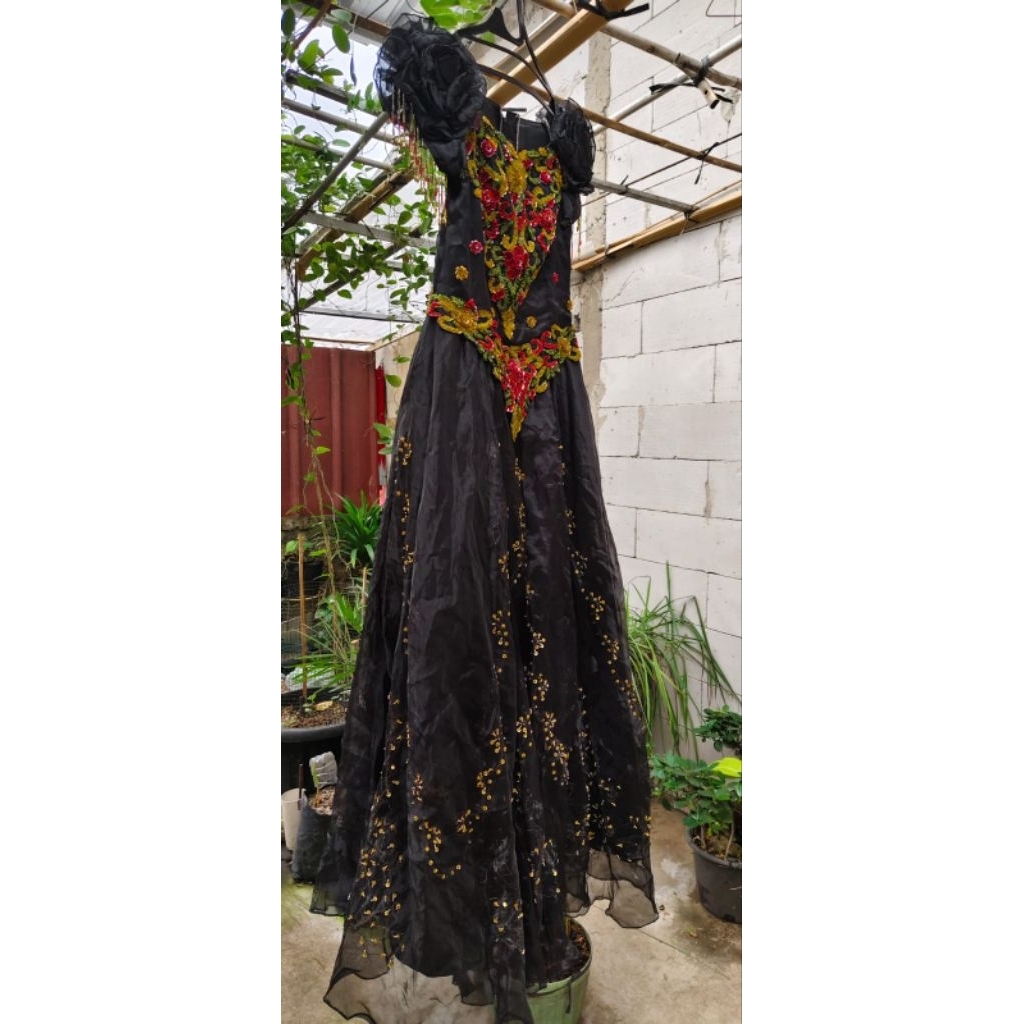 Dress/Gaun Pesta Noni Belanda Hitam Payet - Party - Photoshoot - Brithday - Karnaval
