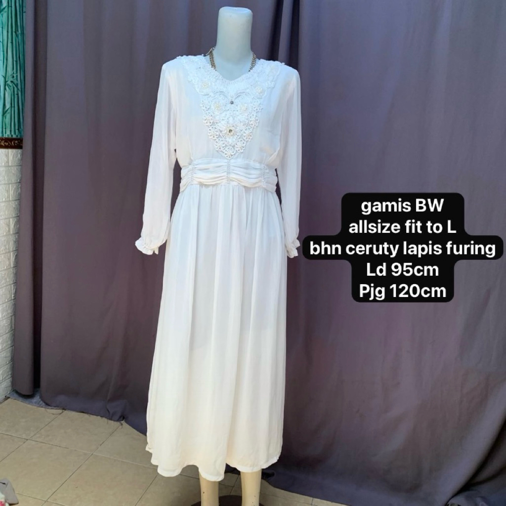 Preloved Gamis putih / baju muslim / abaya /PL / kaftan / longdress