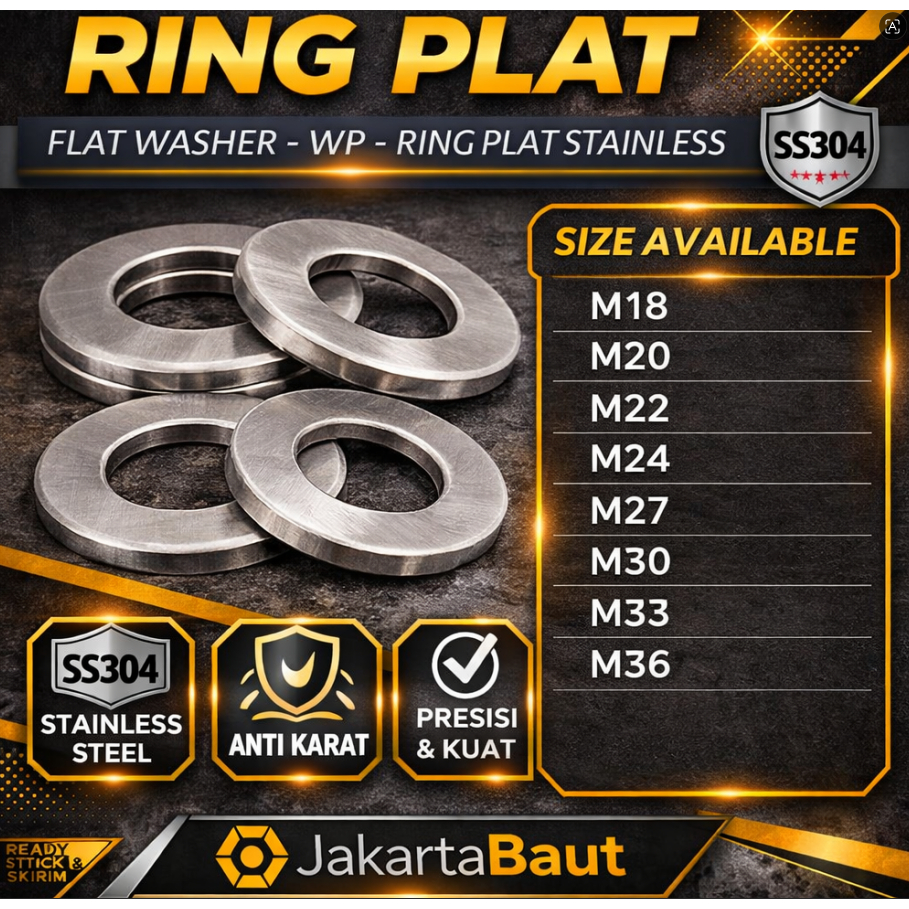 Ring Plat M33 / Flat Washer M33 / WP M33 / Ring Plat Stainless M33 SS304