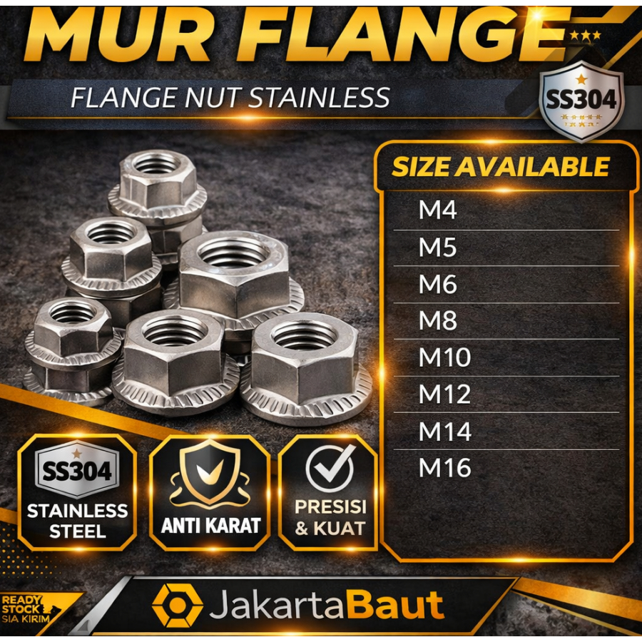 Mur Flange M8 / Flange Nut M8 Stainless SS304