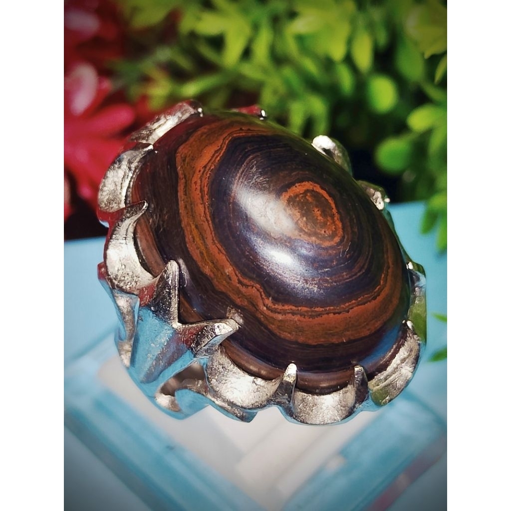 cincin batu akik badar besi pamor puser bumi lengket magnet 002