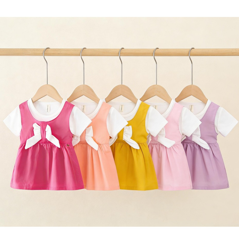 [PROMO] Dress Anak Perempuan Lengan Pendek Pita Putih - Harga Murah