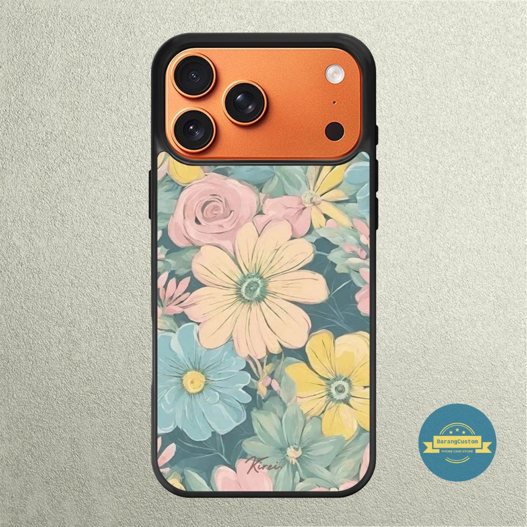 Case iPhone 17 16 15 14 13 12 11 Mini Plus Pro Max TPU Rubber Floral Art